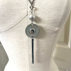 Long beaded tassel chain necklace